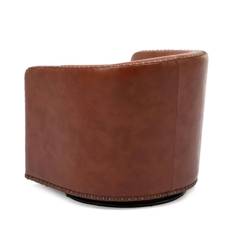 Comfort Pointe Tyler Swivel Arm Chair Caramel: Upholstered Faux Leather, Metal Legs, No Assembly Required