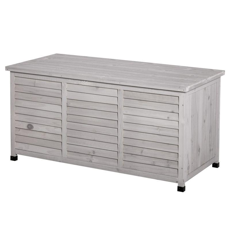 Outsunny 75 Gallon Wooden Deck Box, Outdoor Storage Container with Aerating Gap & Weather-Fighting Finish