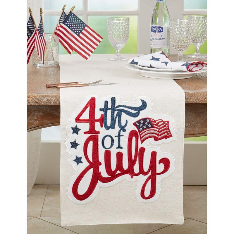 Saro Lifestyle Table Runner with 4th of July Design, 14"x72", Beige