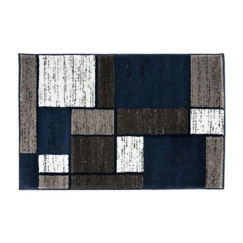 World Rug Gallery Contemporary Modern Boxed Color Block Navy 2'x3' Area Rug