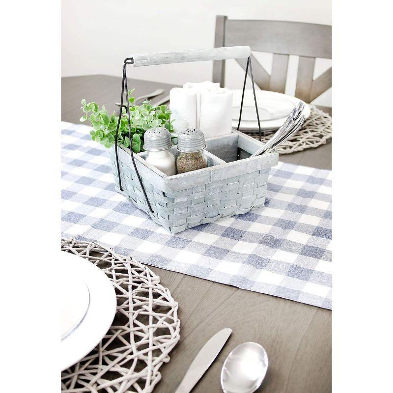 AuldHome Design Gray Wood Basket Caddy, 4-Compartment Carry-All Divided Organizer