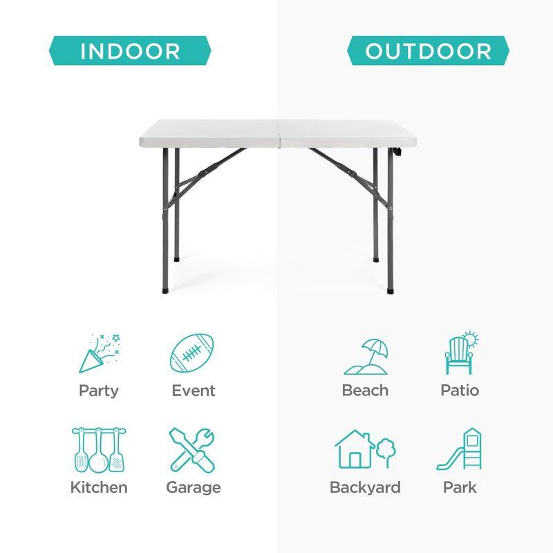 Best Choice Products Plastic Folding Table, Indoor Outdoor Heavy Duty Portable w/ Handle, Lock for Picnic