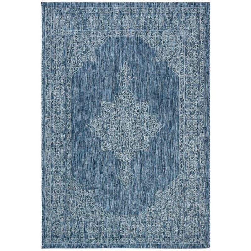 Courtyard CY8232 Power Loomed Indoor/Outdoor Area Rug - Navy/Ivory - 4'x5'7" - Safavieh.