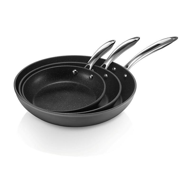 Black Aluminum Non-Stick 3-Piece Fry Pan Set