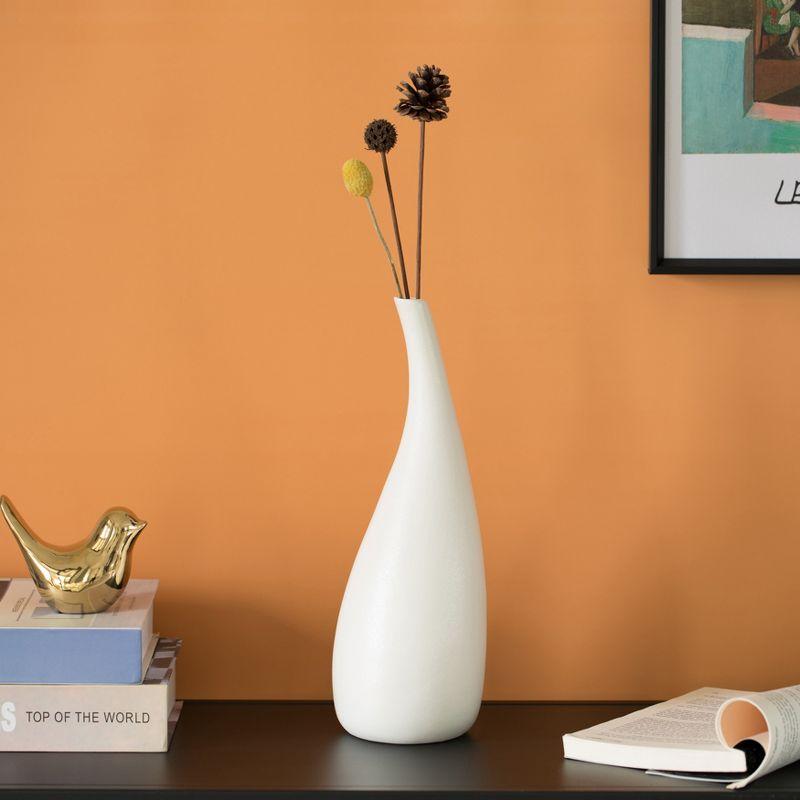 Uniquewise White Contemporary Unique Teardrop Shaped Ceramic Table Vase Flower Holder,12.5 Inch