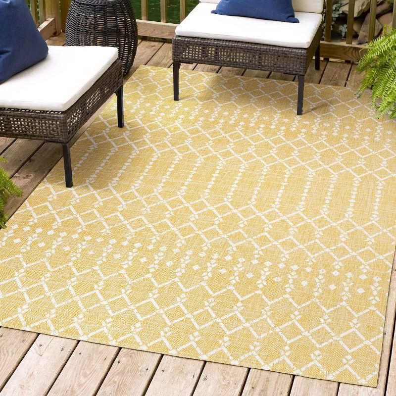 Ourika Moroccan Geometric Textured Weave Indoor/Outdoor Area Rug - JONATHAN Y