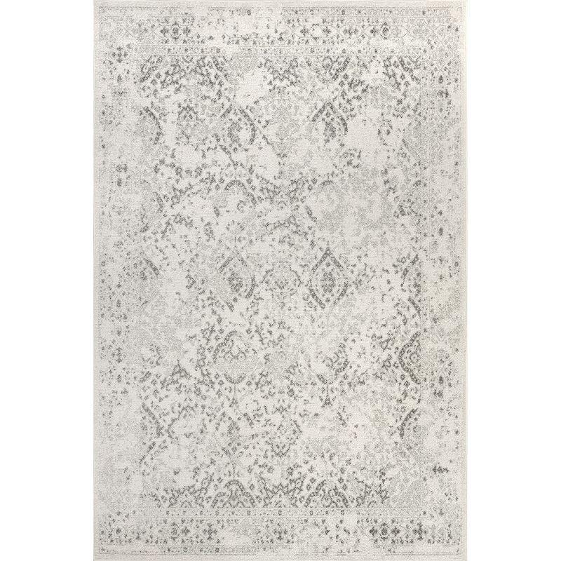 Ivory Synthetic Easy-Care Rectangular Vintage Area Rug