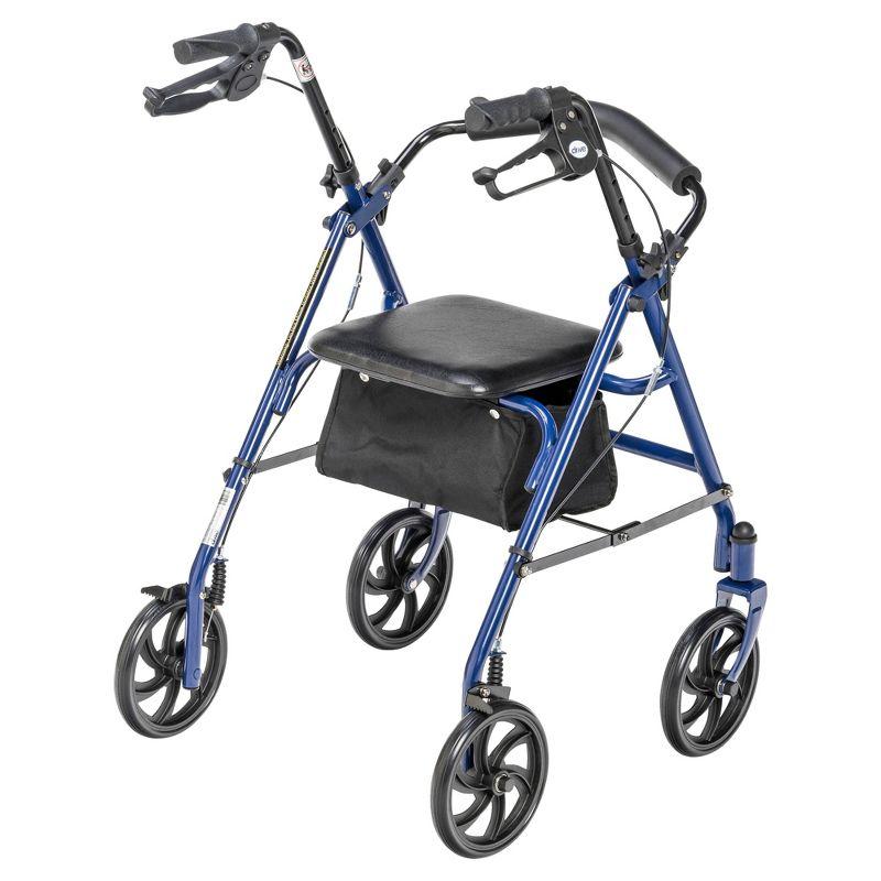 Drive Medical Four Wheel Walker Rollator with Fold Up Removable Back Support, Blue