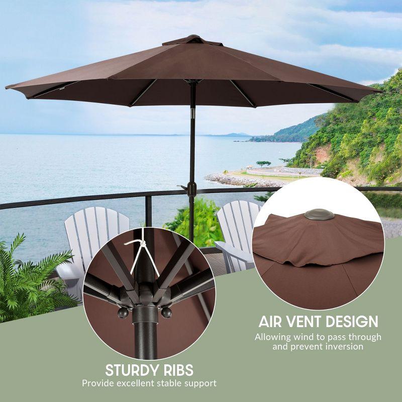 WestinTrends 9 Ft Outdoor Patio Market Table Umbrella with Tilt and Crank, Coffee