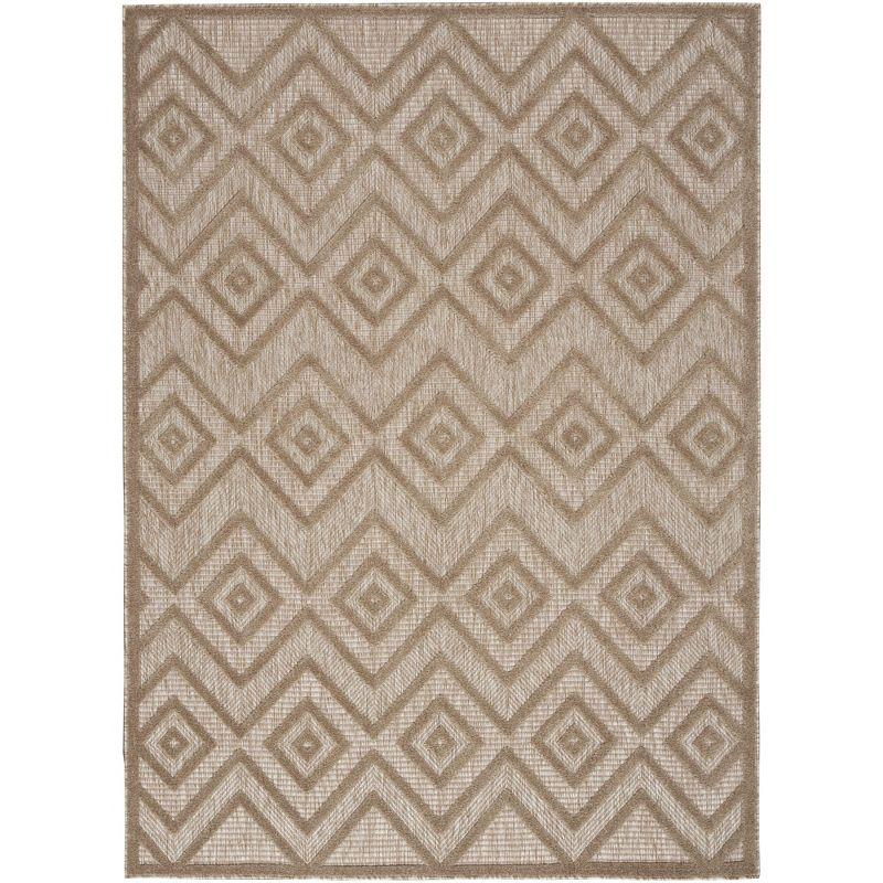Nourison Versatile Diamond Geometric Flatweave Indoor Outdoor Area Rug Natural Beige 5' x 7'