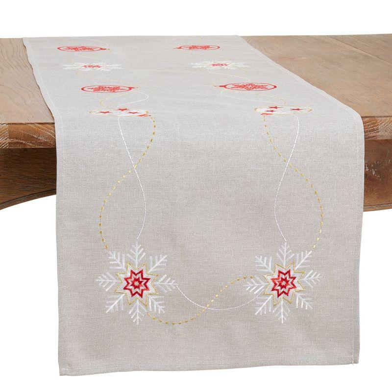 Saro Runner_Ornaments Design Embroidered Table Runner