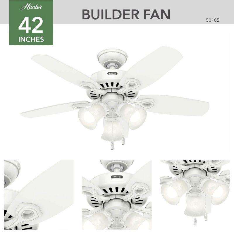 42" Snow White Low Profile Ceiling Fan with Light Kit