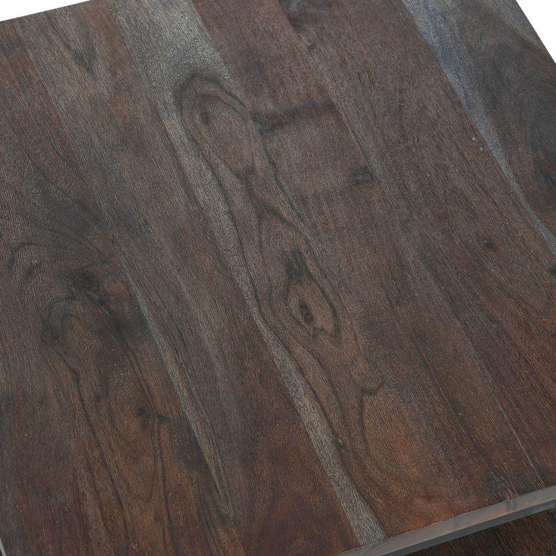 Storied Home Saratoga End Table Gray: 25" High, Iron Frame, Acacia Top, Assembly Required