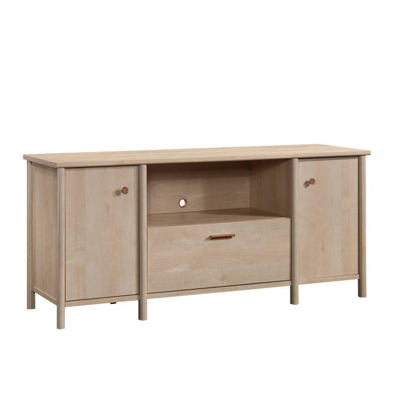 Natural Maple Wood Office Credenza with Drawer and Filing Cabinet