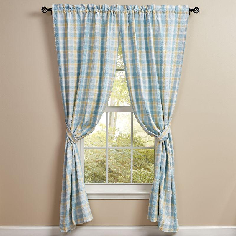 Pastel Plaid Cotton Light-Filtering Rod Pocket Curtains