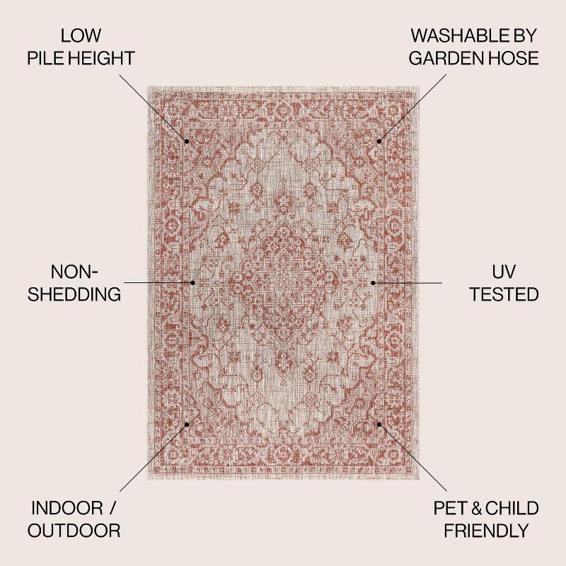 Rozetta Boho Medallion Textured Weave Indoor/Outdoor Area Rug  - JONATHAN Y