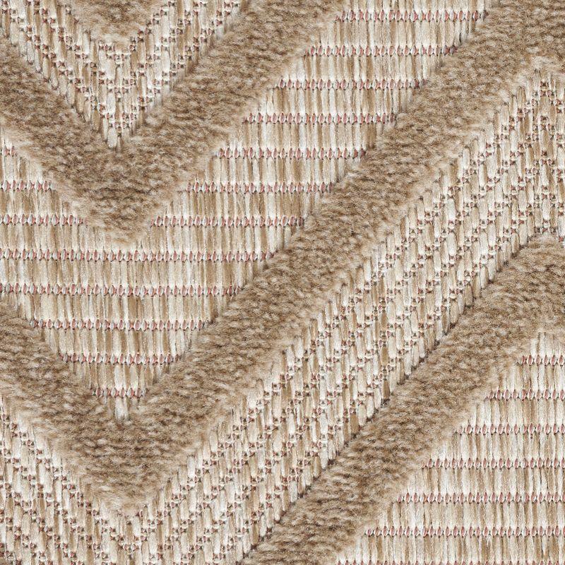 Nourison Versatile Diamond Geometric Flatweave Indoor Outdoor Area Rug Natural Beige 5' x 7'