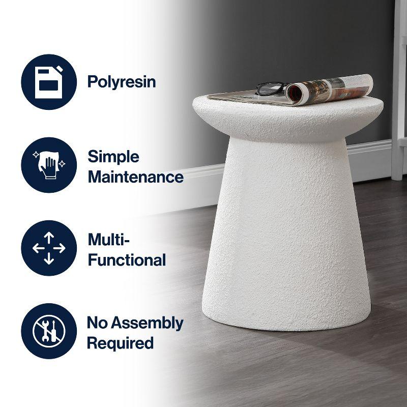 Hollie 18" Minimalist Modern Drum Accent Table Pedestal, White Frosted - JONATHAN Y