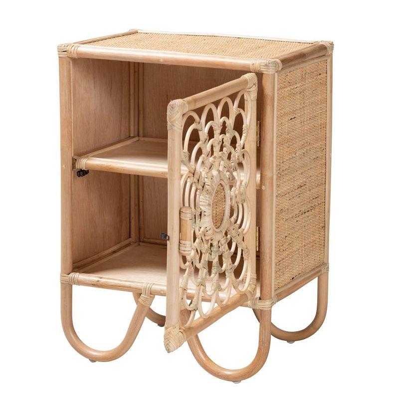 Acelin Rattan Nightstand Natural Brown - Baxton Studio: No Assembly, Spot Clean, Rectangle Shape, 30 Day Warranty