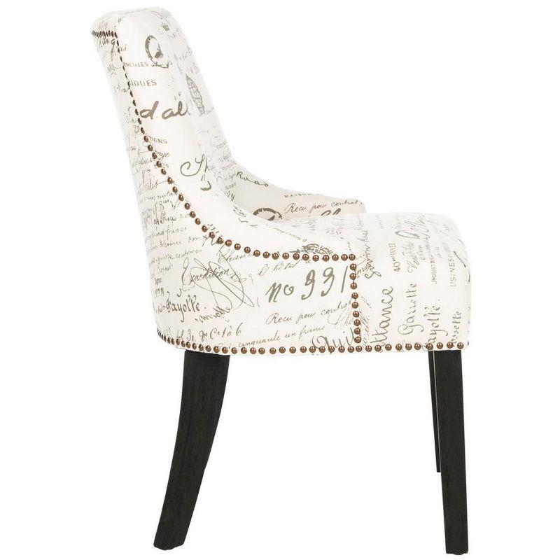 Lotus 19''H Side Chair (Set Of 2) with Brass Nail Heads - White/Grey - Safavieh