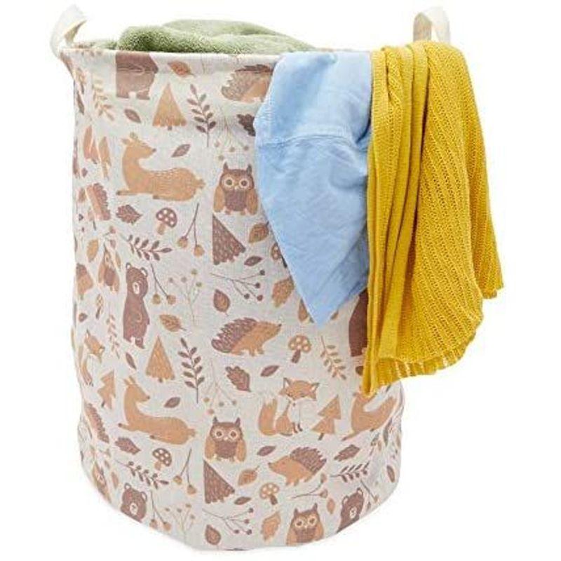 Okuna Outpost Collapsible Canvas Laundry Basket with Handles, Clothes Storage Closet Nursery Hamper for Bathroom & Bedroom