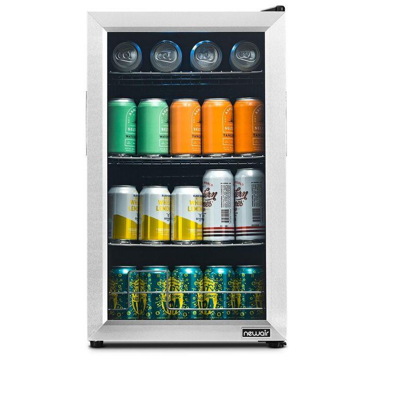 Newair 100 Can Beverage Fridge With Glass Door, Small Freestanding Mini Fridge In Stainless Steel