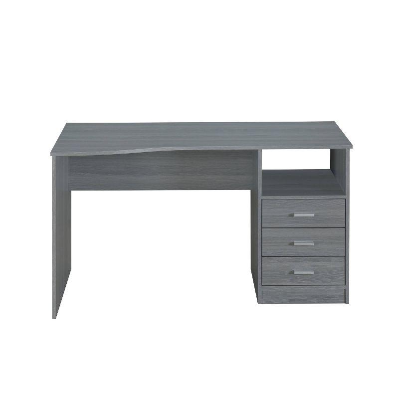 Elegant Gray Wood Computer Desk with Storage Drawers