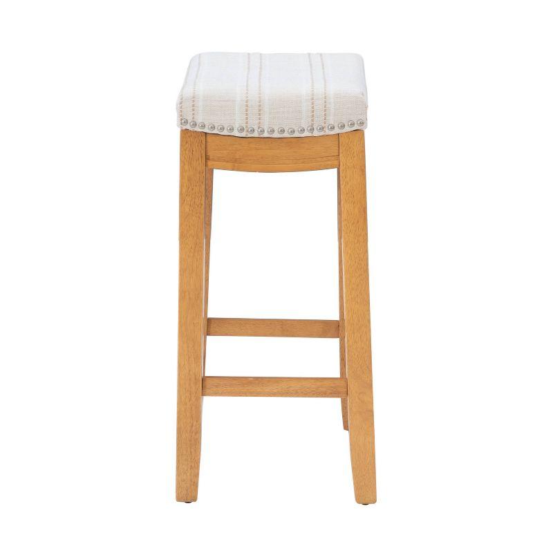 Claridge Backless Nailhead Saddle Counter Height Barstool Natural Stripe - Linon