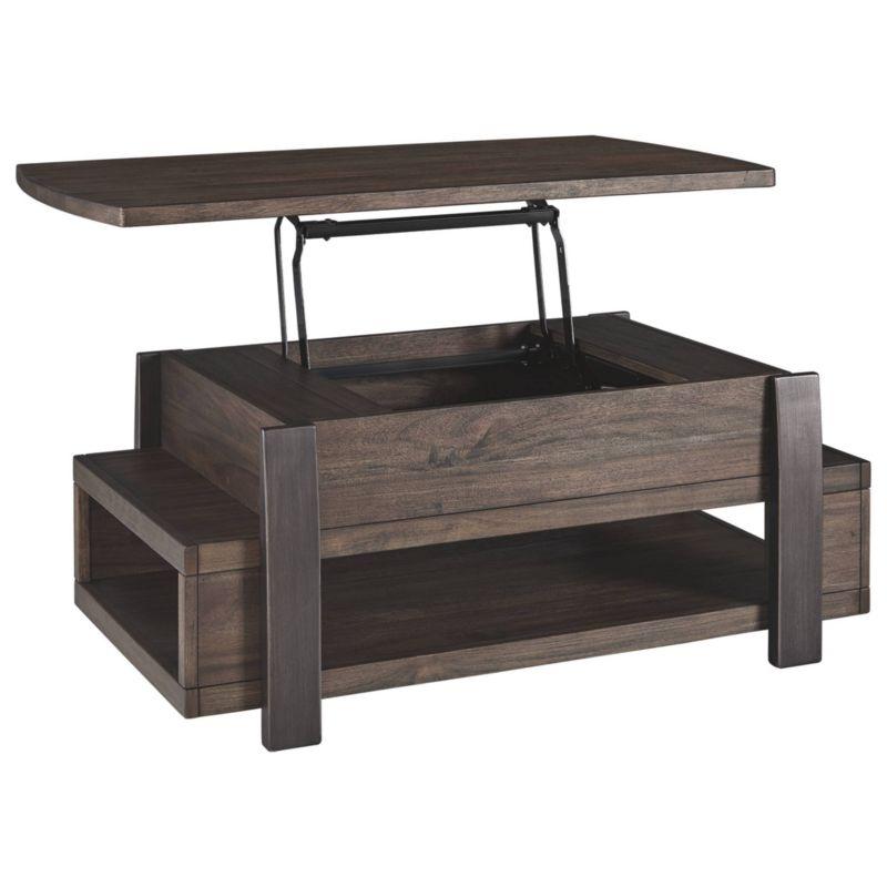 Vailbry Lift Top Cocktail Table Brown - Signature Design by Ashley: UPC 024052498875, Open Shelf, Faux Metal Legs