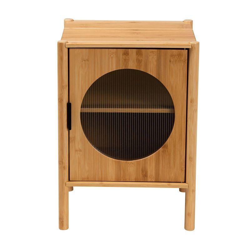 Naresh Bamboo Wood 1 Door End Table Natural Brown - Baxton Studio