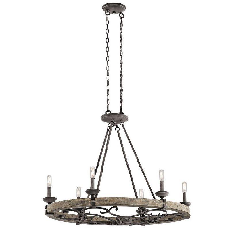 Rustic Country Grey 36" Wagon Wheel Ambient Chandelier