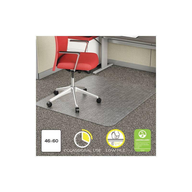 Alera Occasional Use Studded Chair Mat for Flat Pile Carpet, 46 x 60, Rectangular, Clear