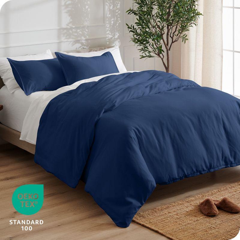 Oversized Queen Dark Blue Double Brushed Duvet Cover Set by Bare Home