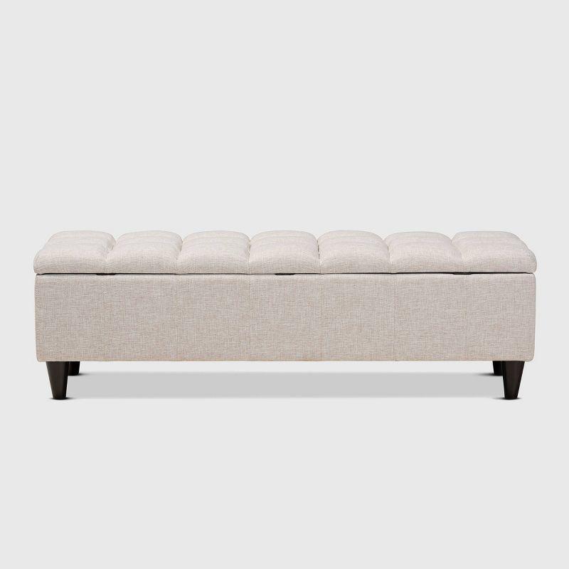 Brette Fabric Upholstered Finished Wood Storage Bench Ottoman Cream - Baxton Studio: Mid-Century Modern for Bedroom