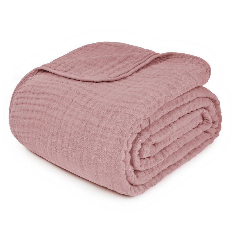 Mauve Queen Muslin Cotton Throw Blanket