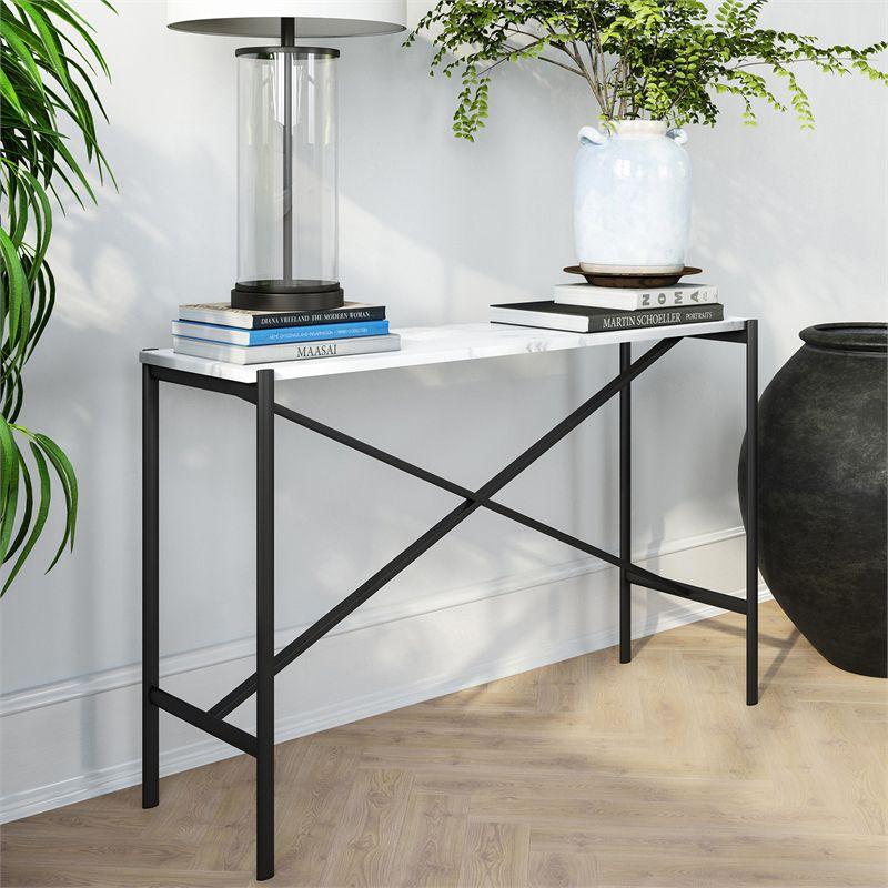 Marble Top Console Table in Black - Henn&Hart