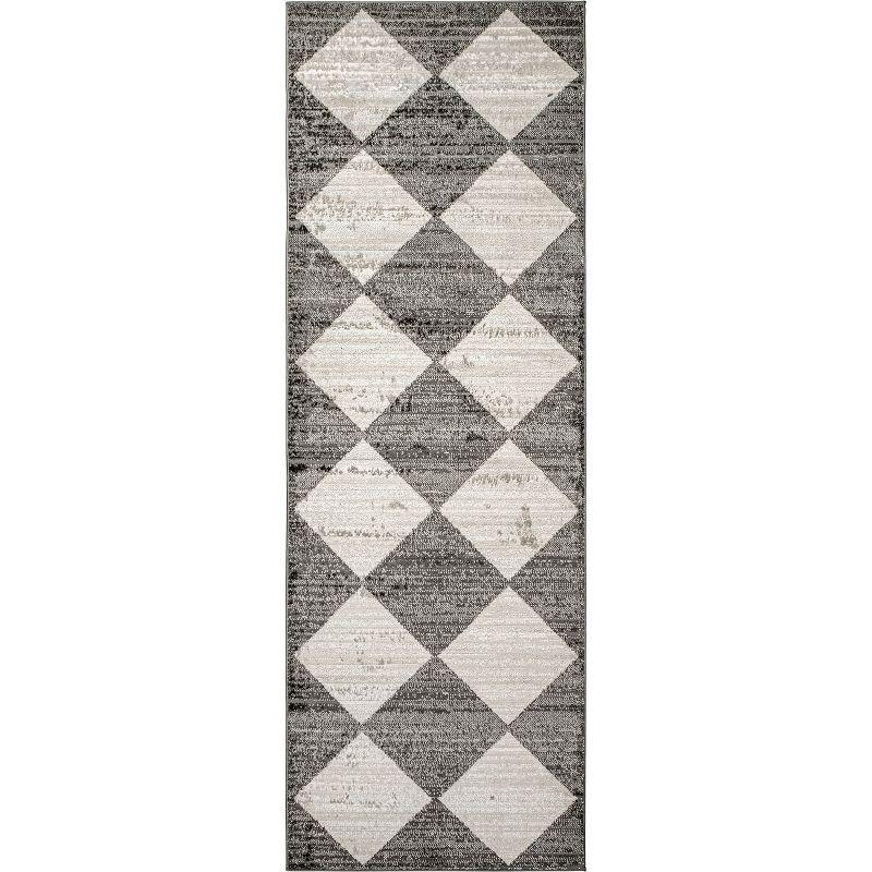 Nuloom Gianna Geometric 2x8 Runner Indoor Area Rug for Living Room Bedroom Dining Room Entryway Hallway Kitchen, Grey/Ivory