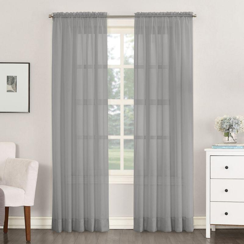 63"x59" Emily Sheer Voile Rod Pocket Curtain Panel Charcoal - No. 918