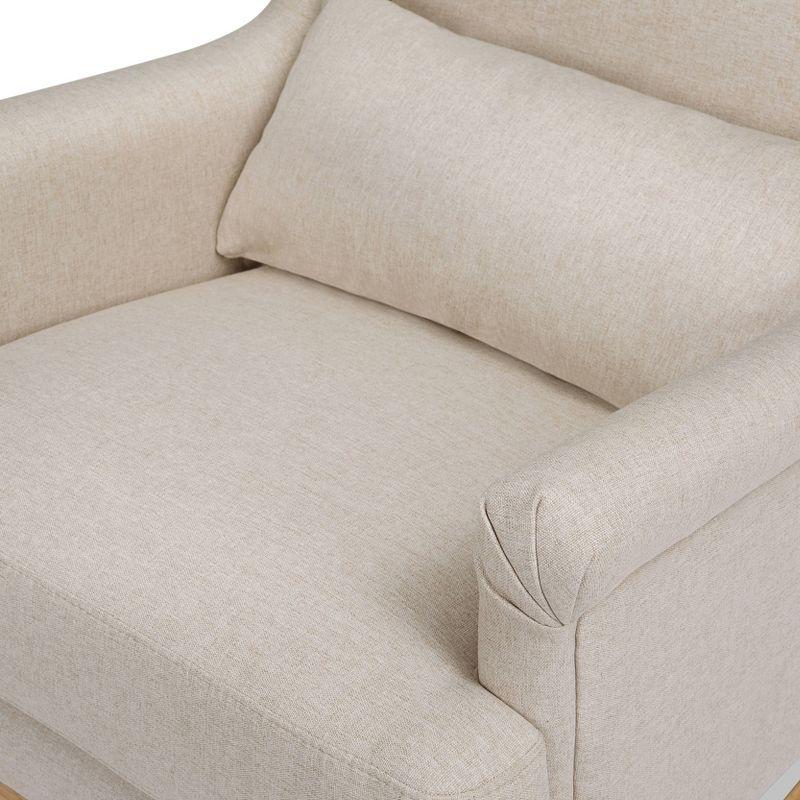 Miranda Cream Performance Fabric Wingback Rocking Chair with Medium Wood Legs