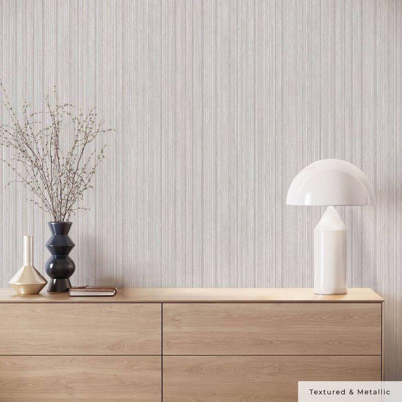 Tempaper & Co.® Faux Grasscloth Removable Peel and Stick Wallpaper, Textured Sterling Silver, 28 sq. ft.: Vinyl, Self-Adhesive