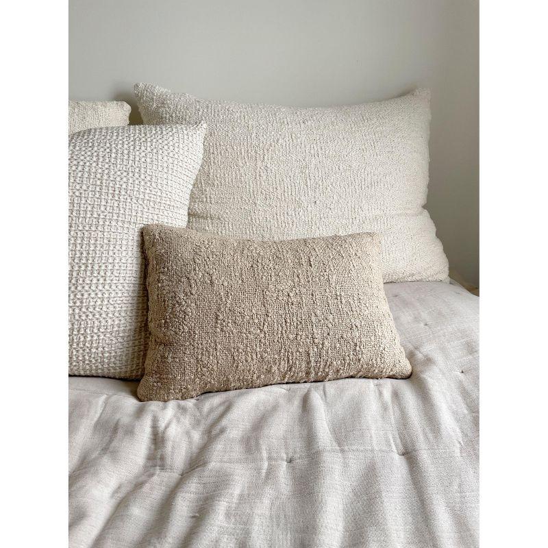 Cozy Cotton Beige Boucle Lumbar Pillow 14x20