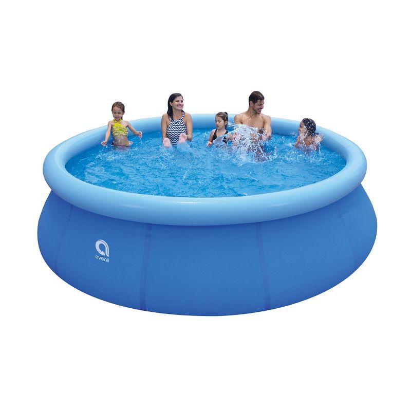 JLeisure Avenli 17808 12 Foot x 30 Inch 2 to 3 Person Capacity Prompt Set Above Ground Kids Inflatable Outdoor Backyard Kiddie Swimming Pool, Blue