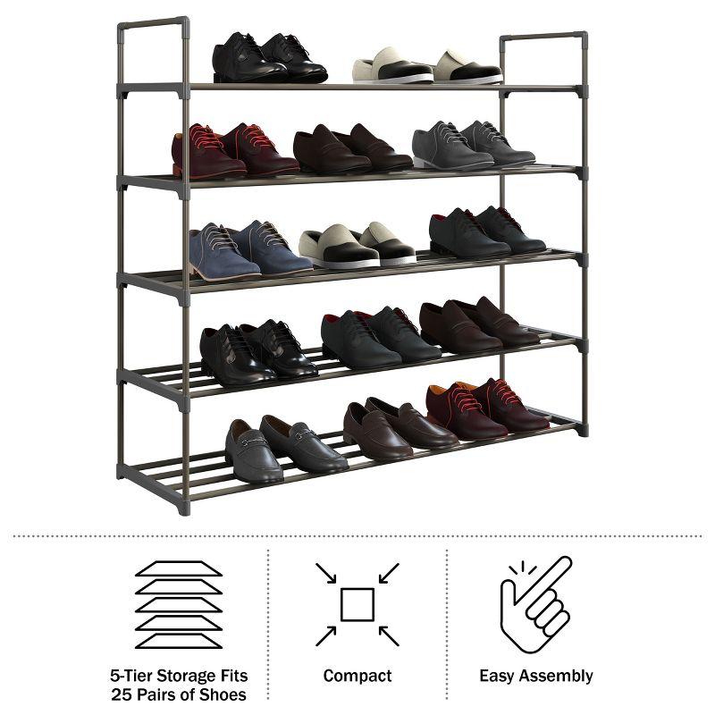 Hastings Home Five-Tier 30-Pair Shoe Storage Rack