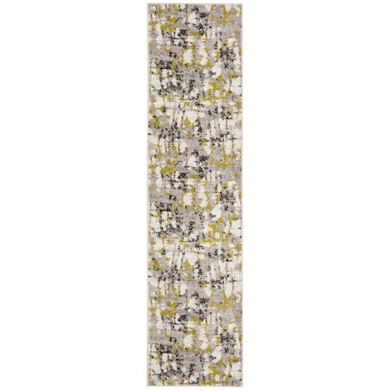 Medallion Grey Synthetic Hand-Knotted Runner Rug 2' x 8'