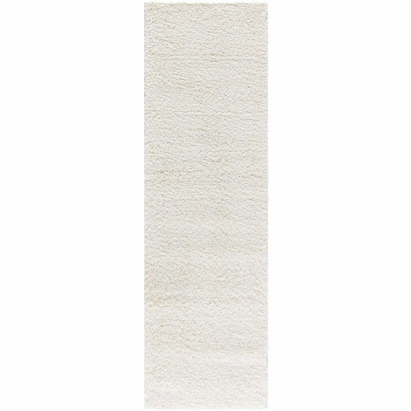 Ivory Beige Shag Runner Rug 2'2" x 7'6" Synthetic