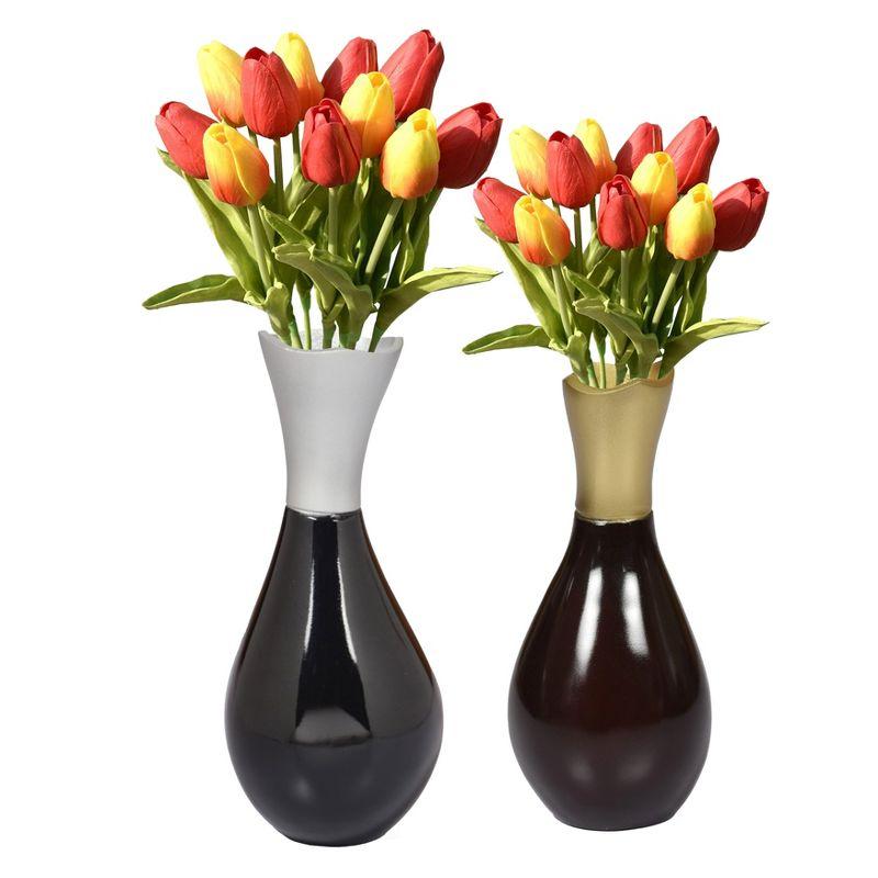 Aluminum-Casted Modern Decorative Flower Table Vase Duo