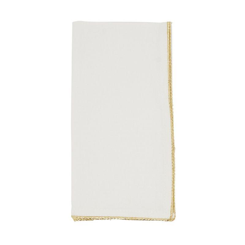 Saro Lifestyle Luana Collection Shimmering Border Design Dinner Napkins (Set of 4), 20", Gold