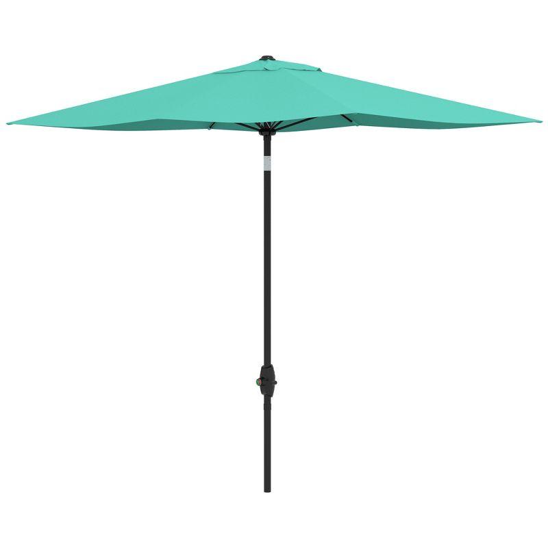 Outsunny 6.6 X 10 ft Rectangular Market Umbrella Patio Outdoor Table Umbrellas with Crank & Push Button Tilt