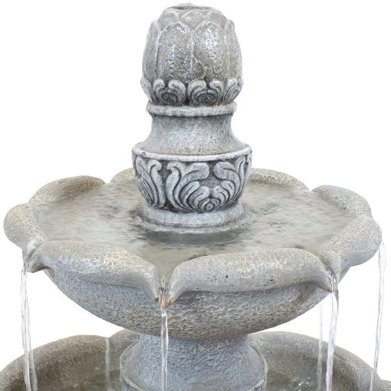 Sunnydaze 50"H Electric Fiberglass Reinforced Concrete 2-Tier French Garden Design Outdoor Water Fountain, Dusty Gray