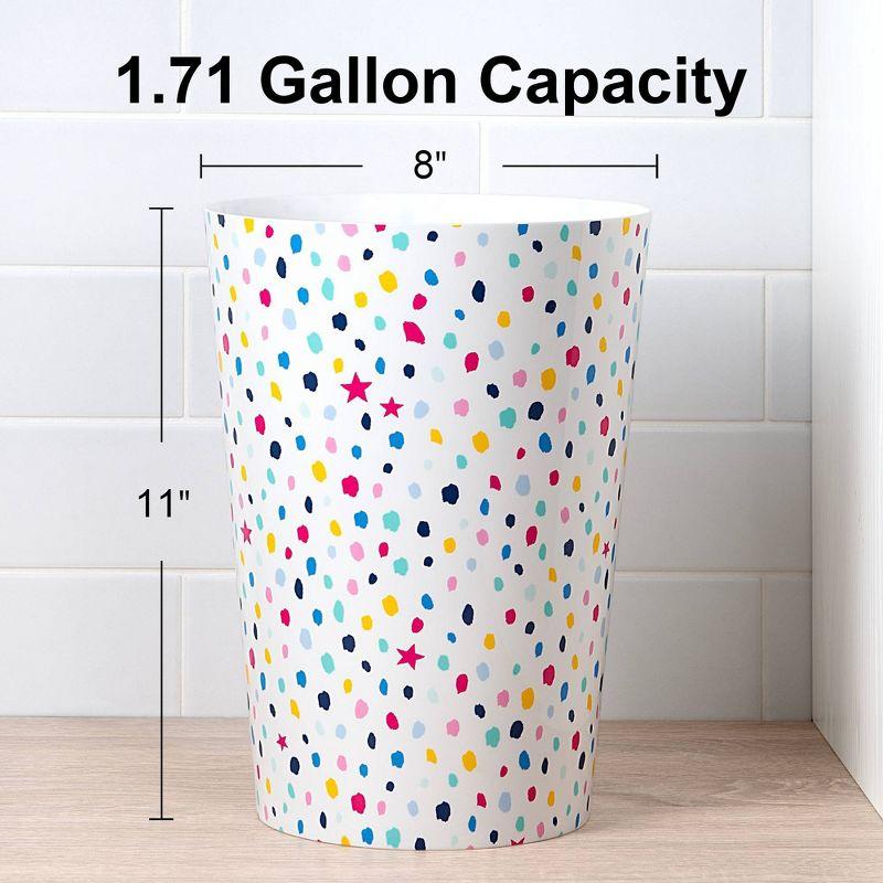 White Plastic Confetti Dot Kids' Wastebasket